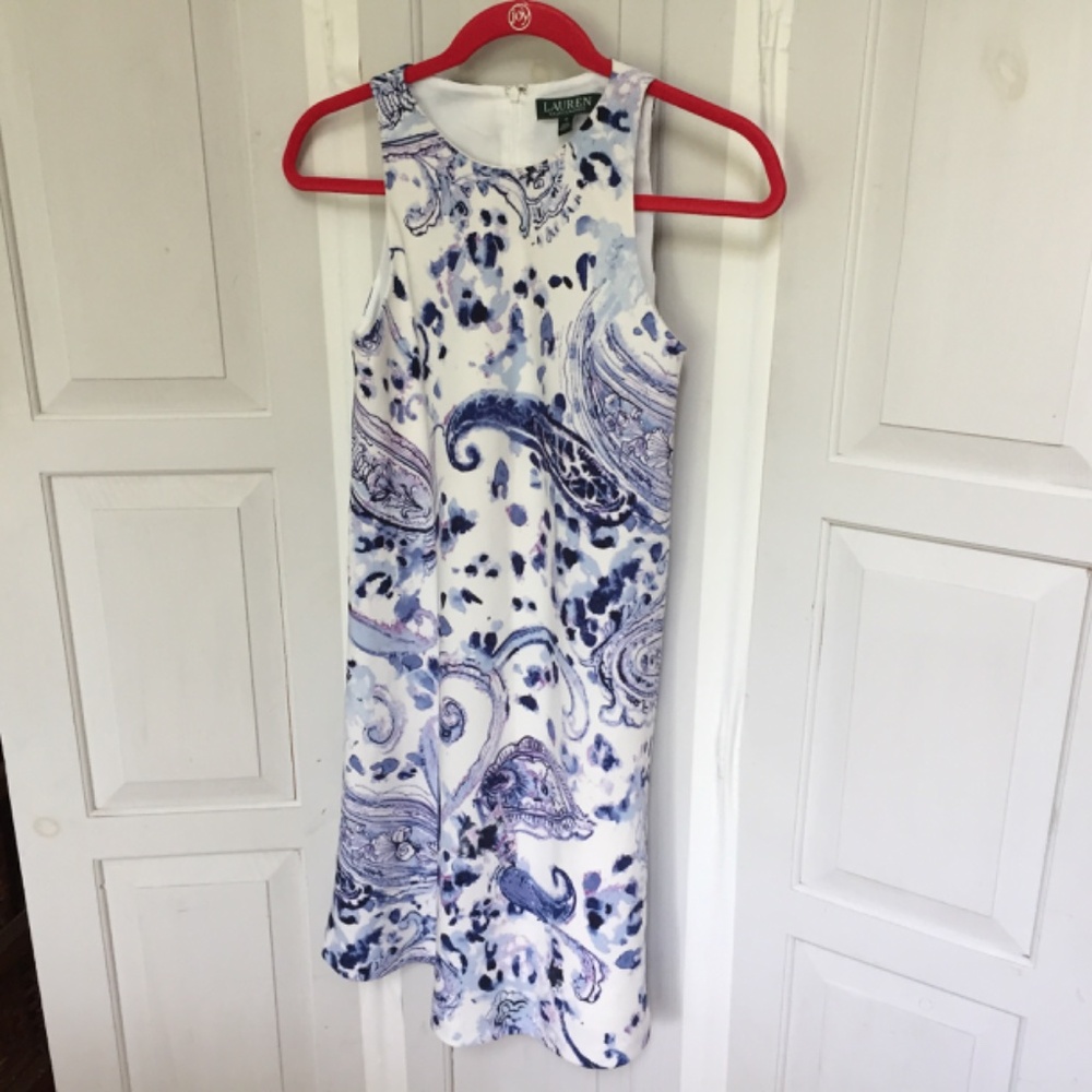 Lauren Ralph Lauren White and Blue Paisley Dress - Picture 7 of 16